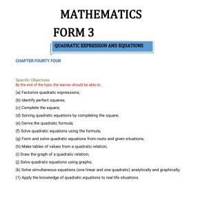 form 3 mathematics notes